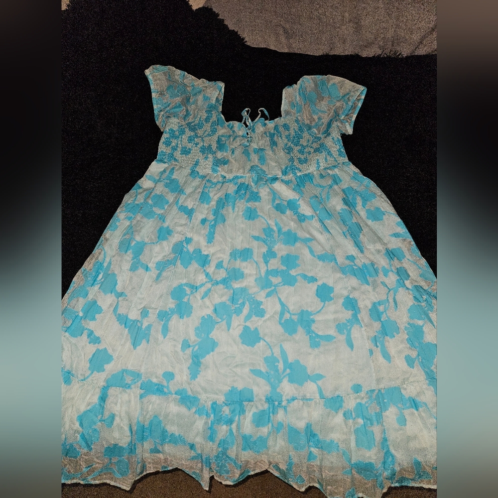 Torrid Blue and White Floral Dress Sz4